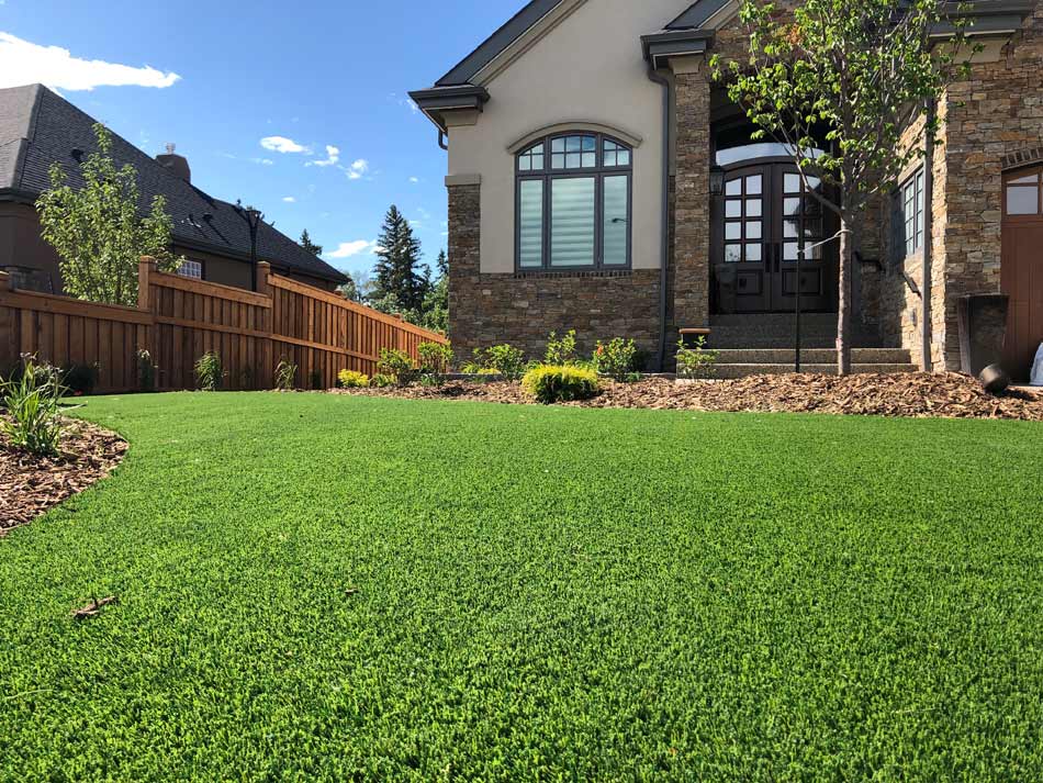 Alberta synthetic grass residential yard